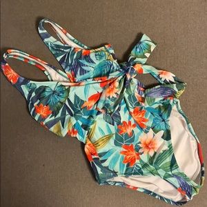 Lands' End Swim - Lands End floral printed wrap one piece NWOT Lands' End Swim - Lands End floral printed wrap one piece NWOT